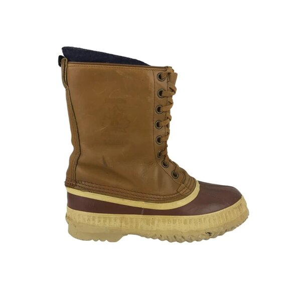 Sorel Womens Premium Kaufman Brown Beige Cheyenne Leather Snow Boots Size US‎ 6 - Picture 1 of 10